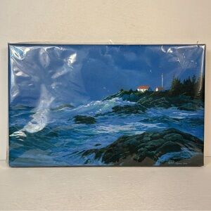 Ocean Lighthouse Canvas Art - Blue and White